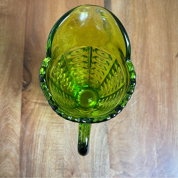 Vintage 1960s Viking Glass Yesteryear Bullseye Avocado Green Glass Pitcher 1810 - Picture 6 of 6